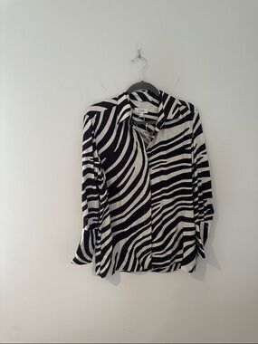 COS Black and White Zebra-Stripe Button Down Shirt Size Small